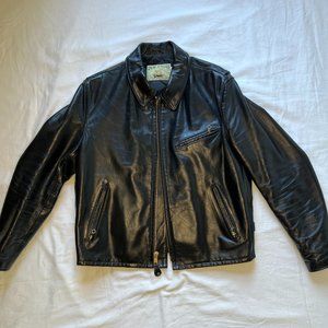 Schott 689H Genuine Horsehide Black Motorcycle Leather Jacket - Size 42